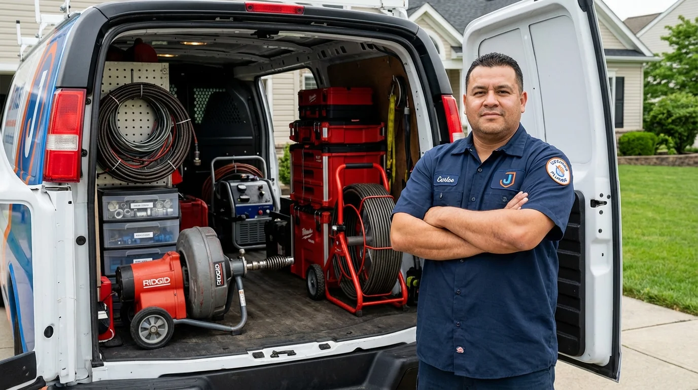 Professional drain cleaning equipment and Johns Plumbing LLC plumber in Buchanan Dam