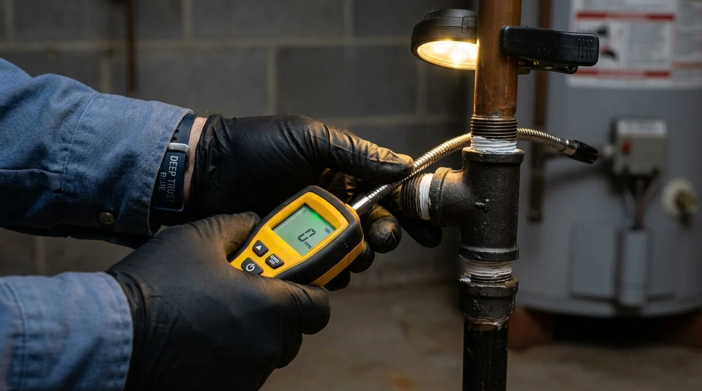 Gas leak detection with electronic sniffer by Johns Plumbing LLC in Buchanan Dam